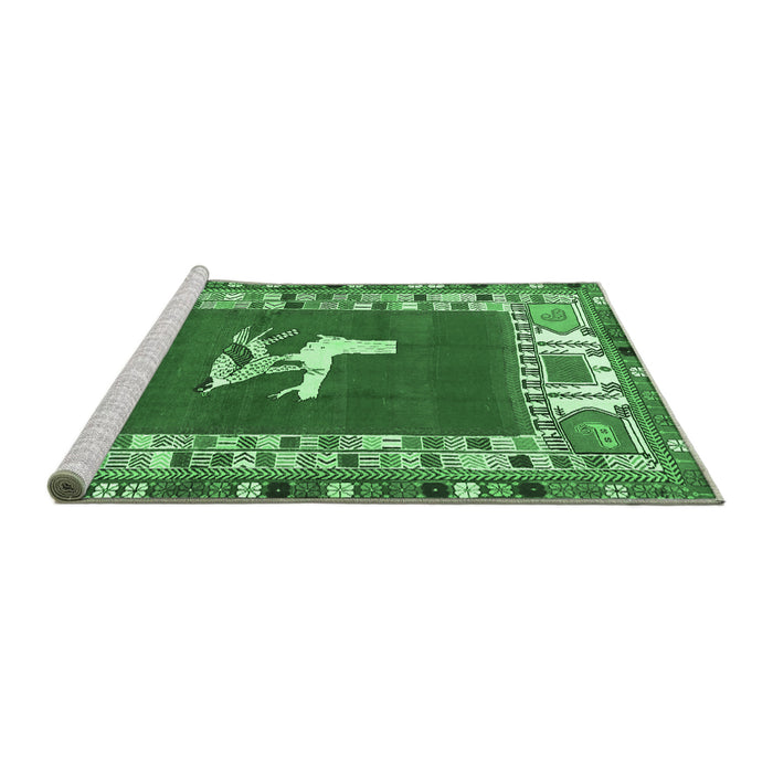 Sideview of Machine Washable Persian Emerald Green Traditional Area Rugs, wshtr1299emgrn