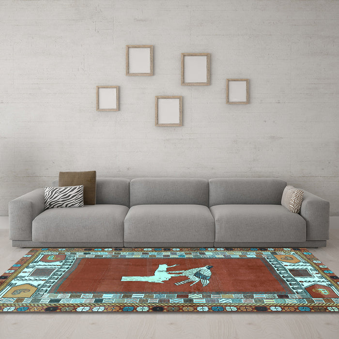 Machine Washable Persian Light Blue Traditional Rug in a Living Room, wshtr1299lblu