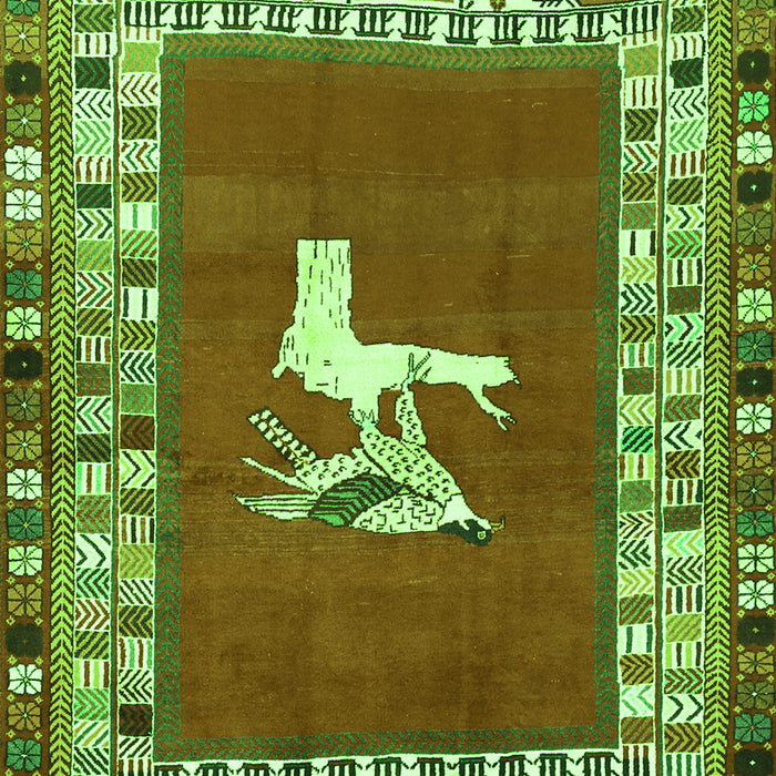 Serging Thickness of Machine Washable Persian Green Traditional Area Rugs, wshtr1299grn