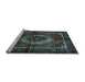 Sideview of Machine Washable Medallion Light Blue Traditional Rug, wshtr129lblu