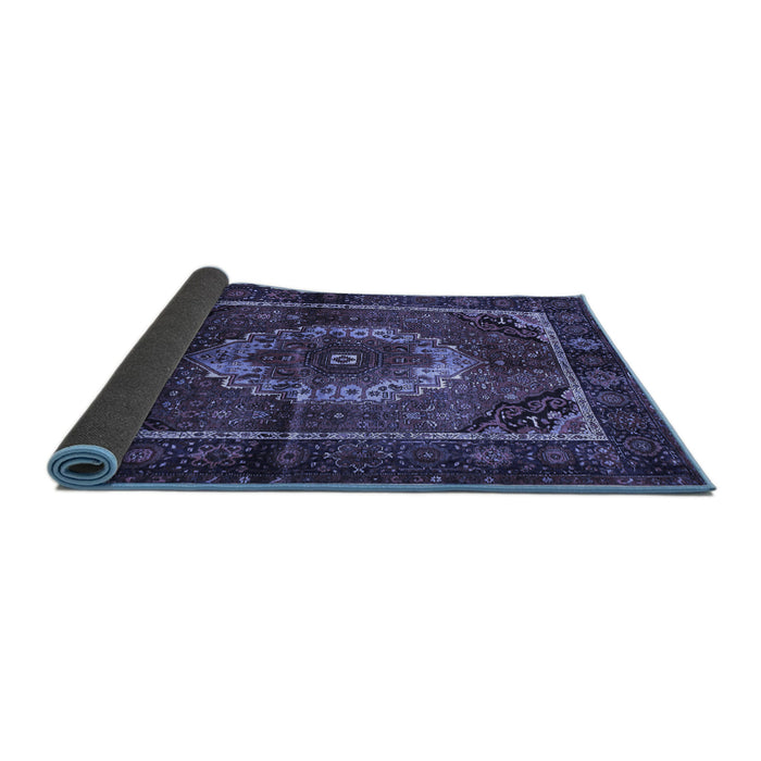 Sideview of Medallion Blue Traditional Rug, tr129blu
