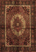 Machine Washable Medallion Brown Traditional Rug, wshtr129brn