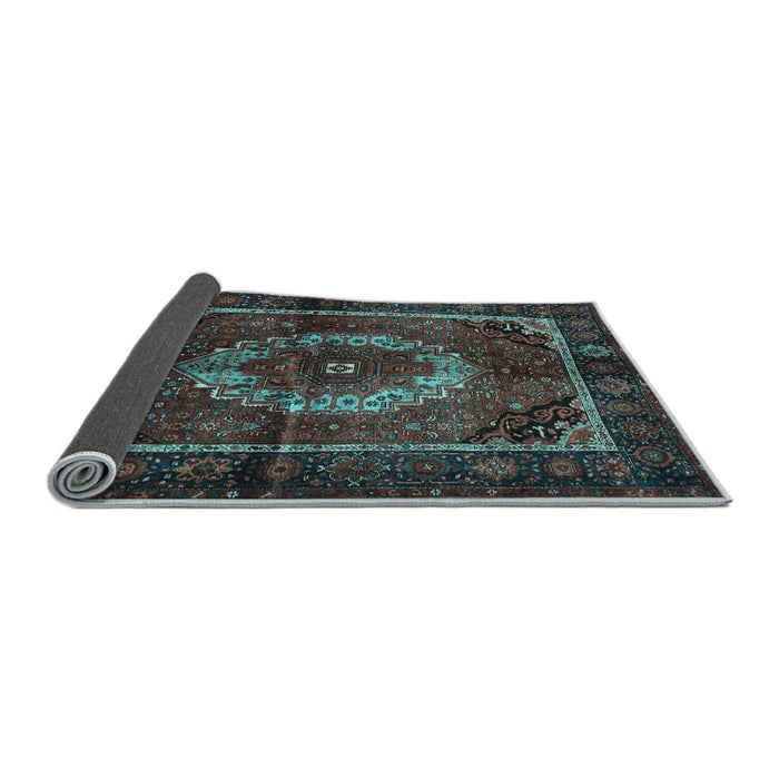 Sideview of Medallion Light Blue Traditional Rug, tr129lblu