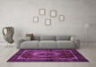 Machine Washable Medallion Purple Traditional Area Rugs in a Living Room, wshtr129pur