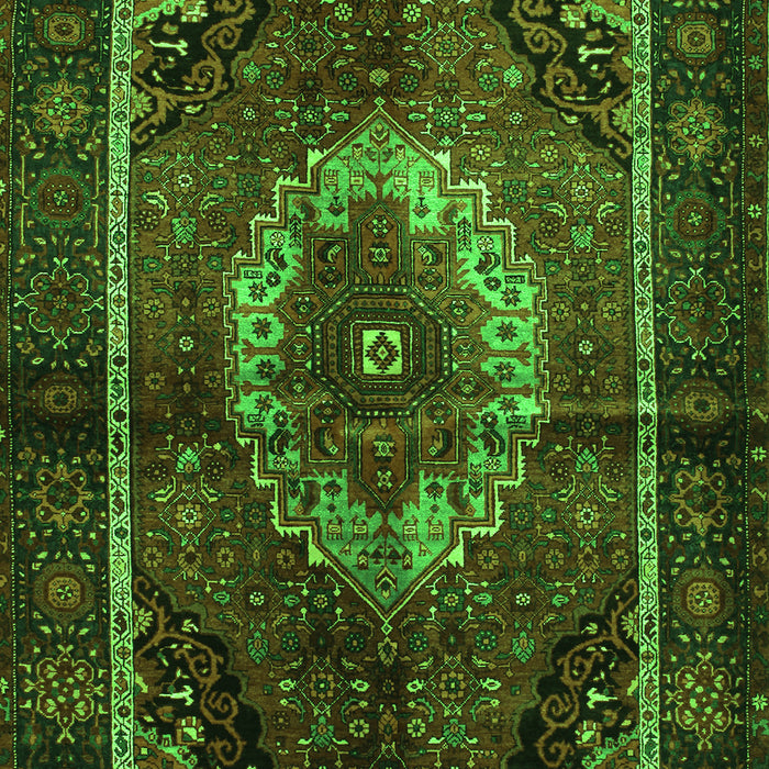 Serging Thickness of Machine Washable Medallion Green Traditional Area Rugs, wshtr129grn