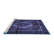 Sideview of Machine Washable Medallion Blue Traditional Rug, wshtr129blu