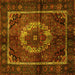 Square Machine Washable Medallion Yellow Traditional Rug, wshtr129yw