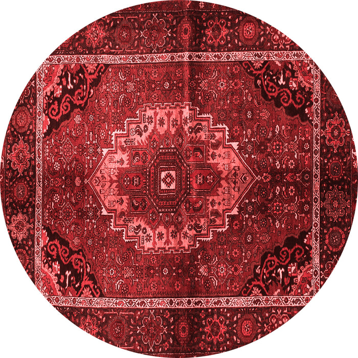 Machine Washable Medallion Red Traditional Rug, wshtr129red