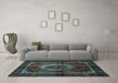 Machine Washable Medallion Light Blue Traditional Rug in a Living Room, wshtr129lblu