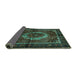 Sideview of Medallion Turquoise Traditional Rug, tr129turq