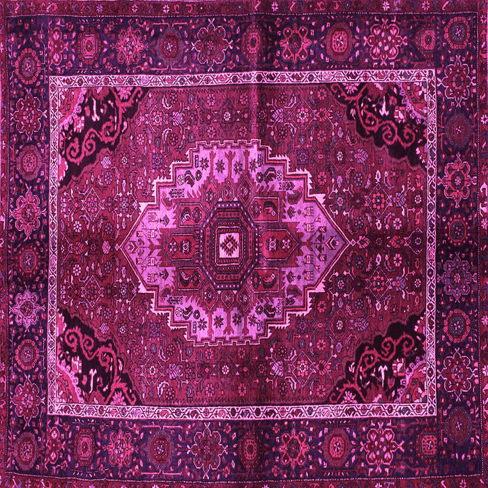 Square Machine Washable Medallion Pink Traditional Rug, wshtr129pnk