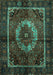 Machine Washable Medallion Turquoise Traditional Area Rugs, wshtr129turq