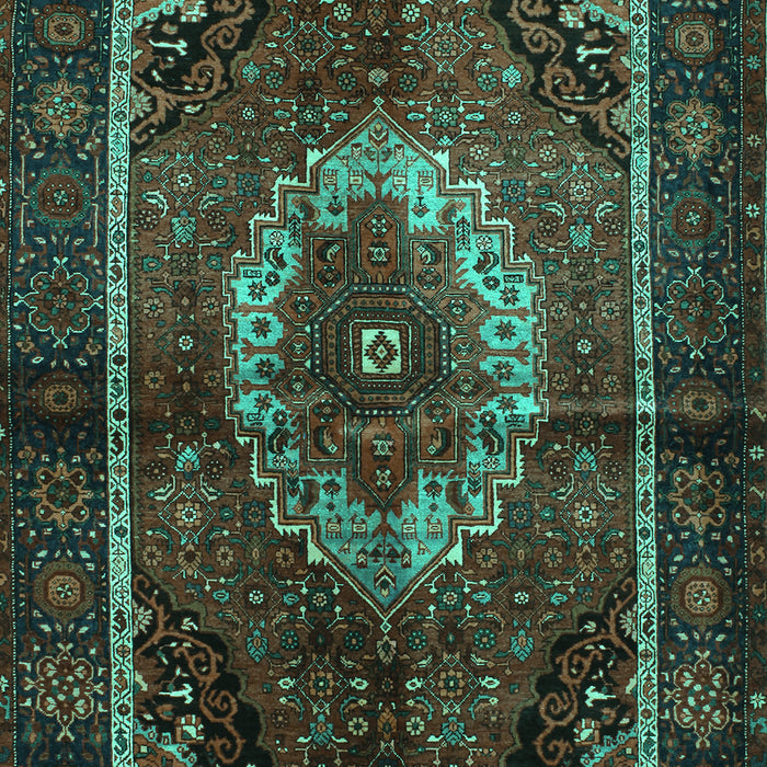 Machine Washable Medallion Turquoise Traditional Area Rugs, wshtr129turq