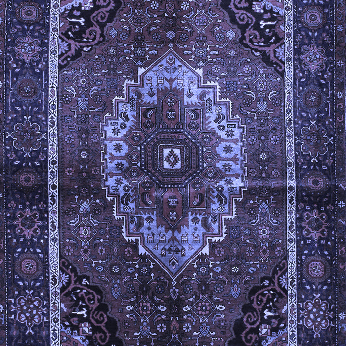 Machine Washable Medallion Blue Traditional Rug, wshtr129blu
