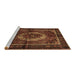 Sideview of Machine Washable Medallion Brown Traditional Rug, wshtr129brn