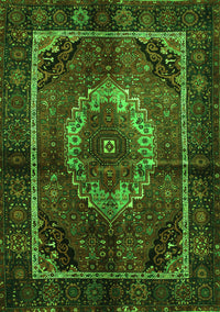 Medallion Green Traditional Rug, tr129grn