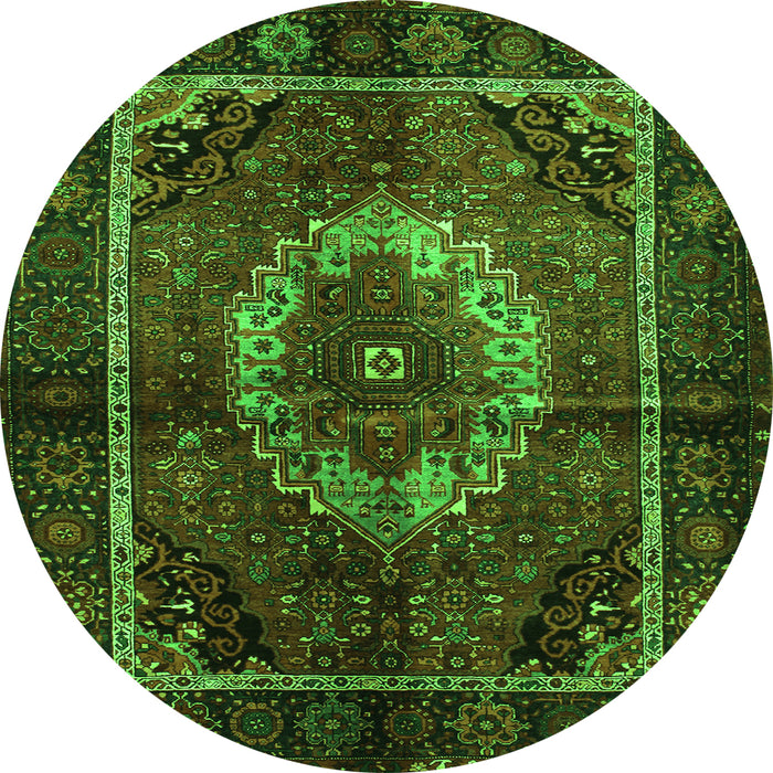 Machine Washable Medallion Green Traditional Area Rugs, wshtr129grn