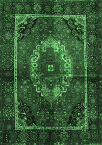 Medallion Emerald Green Traditional Rug, tr129emgrn