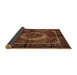 Sideview of Medallion Brown Traditional Rug, tr129brn