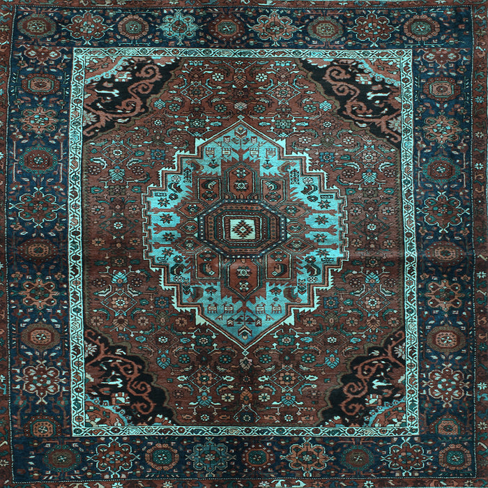 Square Medallion Light Blue Traditional Rug, tr129lblu