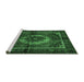 Sideview of Machine Washable Medallion Emerald Green Traditional Area Rugs, wshtr129emgrn