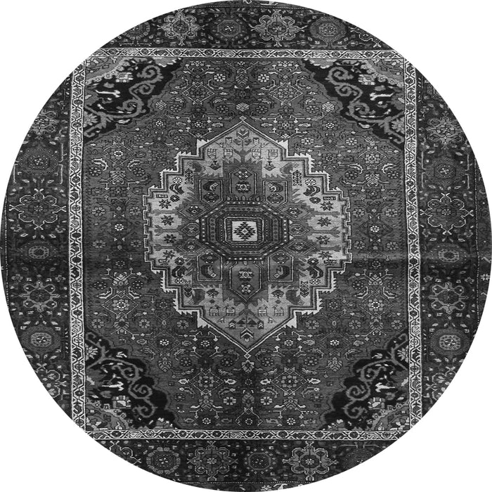 Machine Washable Medallion Gray Traditional Rug, wshtr129gry