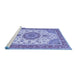 Sideview of Machine Washable Medallion Blue Traditional Rug, wshtr12blu