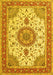 Machine Washable Medallion Yellow Traditional Rug, wshtr12yw