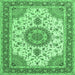 Square Machine Washable Medallion Emerald Green Traditional Area Rugs, wshtr12emgrn