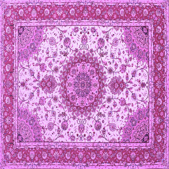 Square Machine Washable Medallion Purple Traditional Area Rugs, wshtr12pur