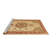 Sideview of Machine Washable Medallion Brown Traditional Rug, wshtr12brn