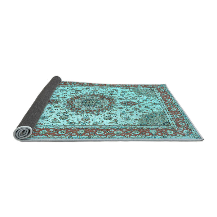 Sideview of Medallion Light Blue Traditional Rug, tr12lblu