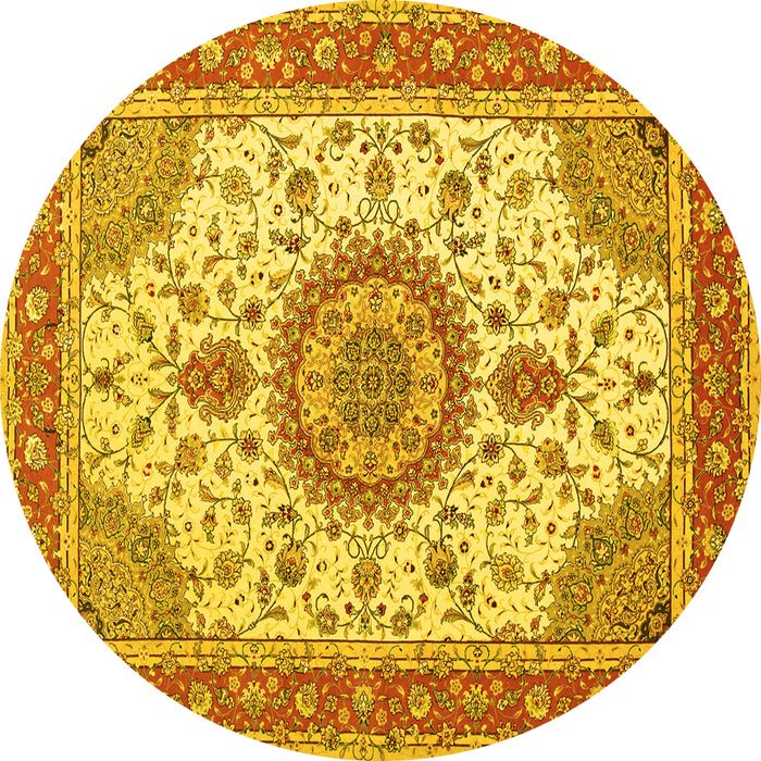 Round Medallion Yellow Traditional Rug, tr12yw