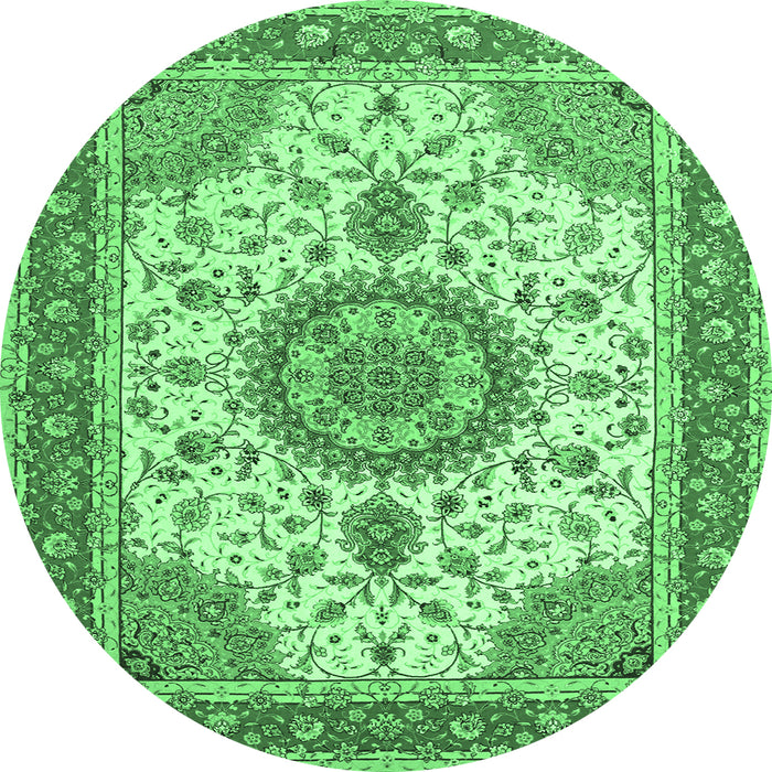 Round Medallion Emerald Green Traditional Rug, tr12emgrn