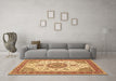 Machine Washable Medallion Brown Traditional Rug in a Living Room,, wshtr12brn