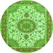 Square Medallion Green Traditional Rug, tr12grn