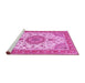 Sideview of Machine Washable Medallion Pink Traditional Rug, wshtr12pnk