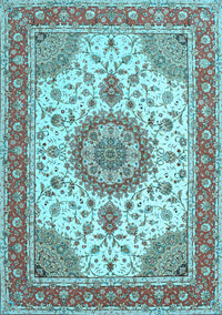 Medallion Light Blue Traditional Rug, tr12lblu