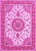 Machine Washable Medallion Pink Traditional Rug, wshtr12pnk