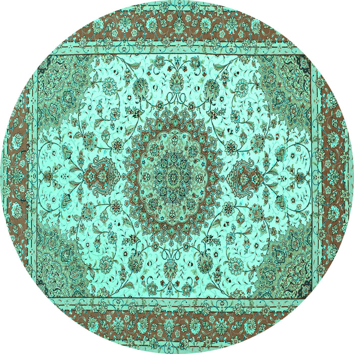 Round Medallion Turquoise Traditional Rug, tr12turq