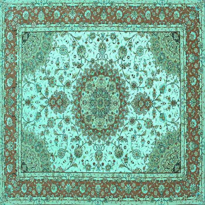 Square Medallion Turquoise Traditional Rug, tr12turq