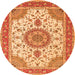 Machine Washable Medallion Orange Traditional Area Rugs, wshtr12org