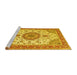 Sideview of Machine Washable Medallion Yellow Traditional Rug, wshtr12yw