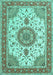 Machine Washable Medallion Turquoise Traditional Area Rugs, wshtr12turq