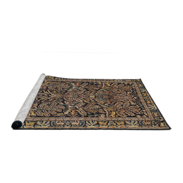Sideview of Machine Washable Traditional Dark Almond Brown Rug, wshtr130