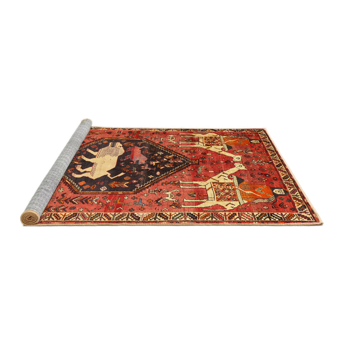 Sideview of Machine Washable Traditional Tomato Red Rug, wshtr1300