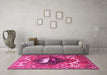 Machine Washable Persian Pink Traditional Rug in a Living Room, wshtr1300pnk