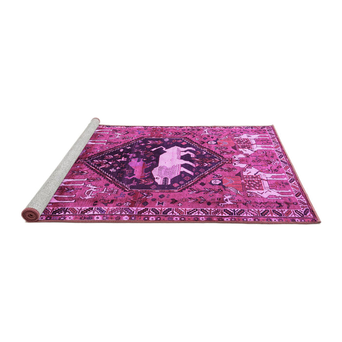 Sideview of Machine Washable Persian Purple Traditional Area Rugs, wshtr1300pur