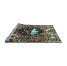 Sideview of Machine Washable Persian Light Blue Traditional Rug, wshtr1300lblu