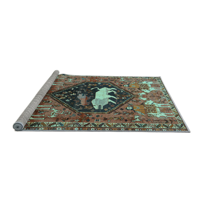 Sideview of Machine Washable Persian Light Blue Traditional Rug, wshtr1300lblu